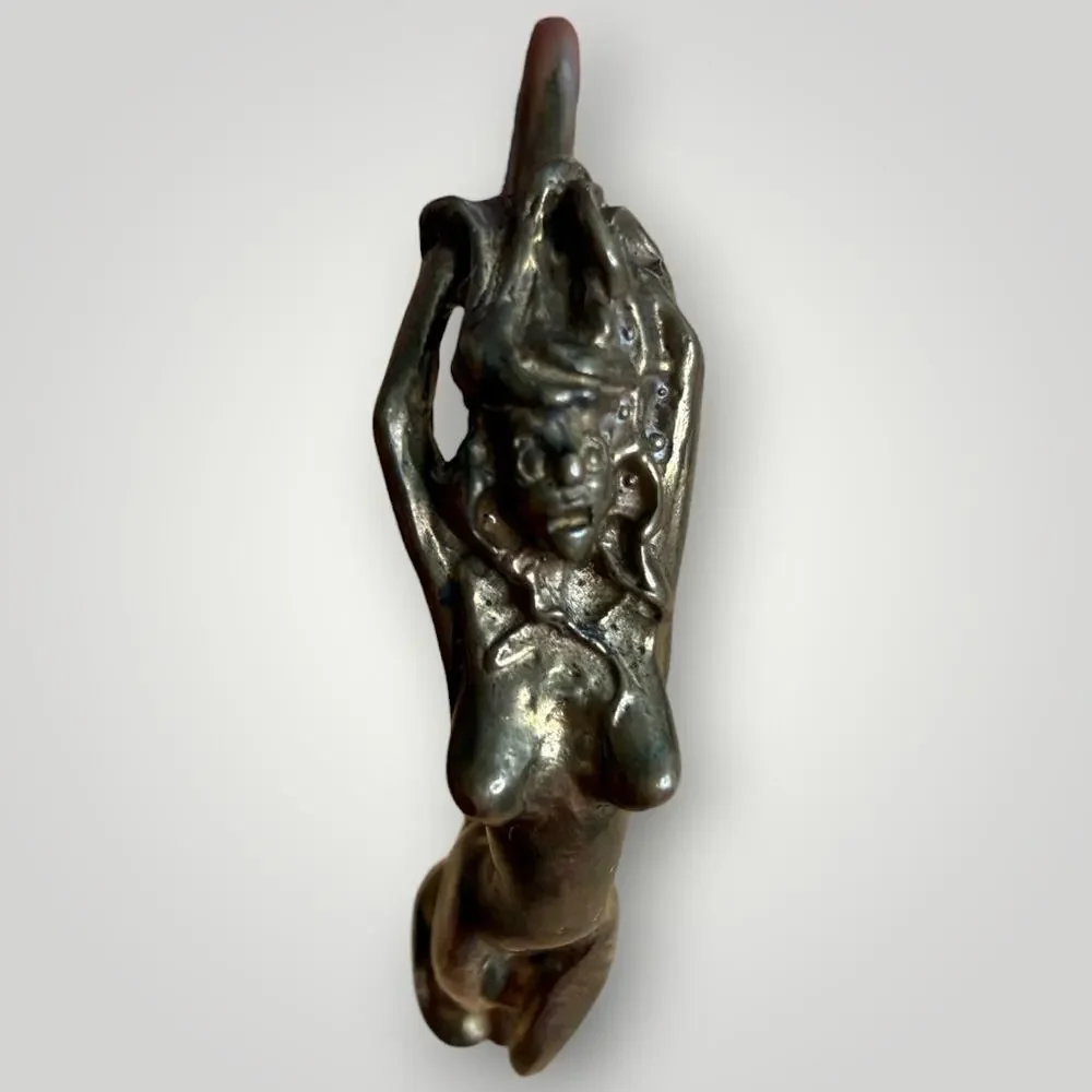Rare Christopher M Jupp Brass Key Ring Handwrought Nude Woman 1985
